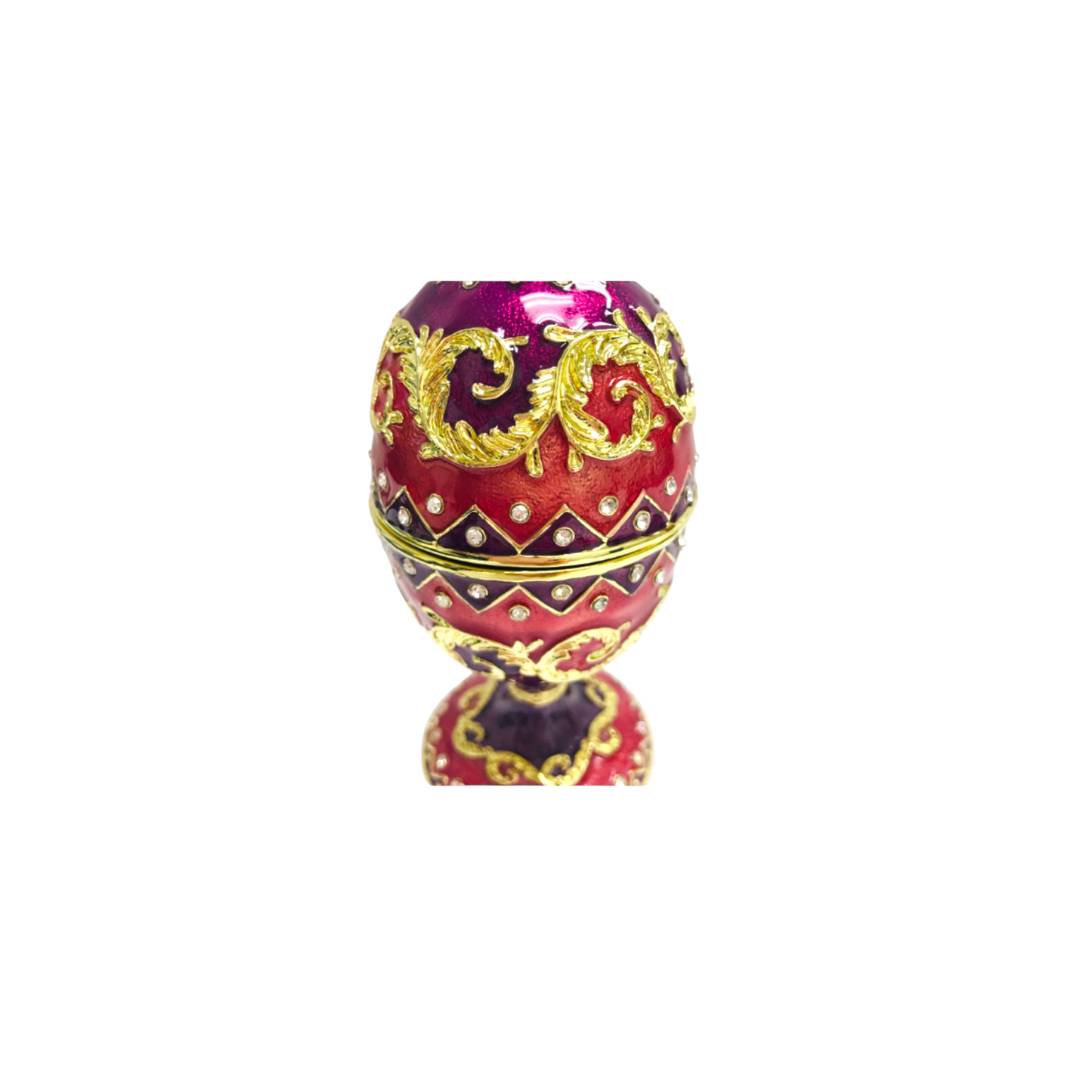 Cristiani Collezione Pink Purple Gold Musical Egg Trinket Box 14K Gold Plated