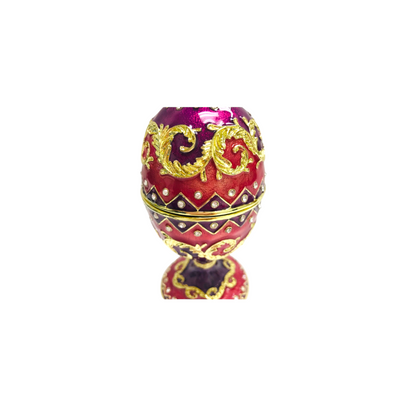 Cristiani Collezione Pink Purple Gold Musical Egg Trinket Box 14K Gold Plated