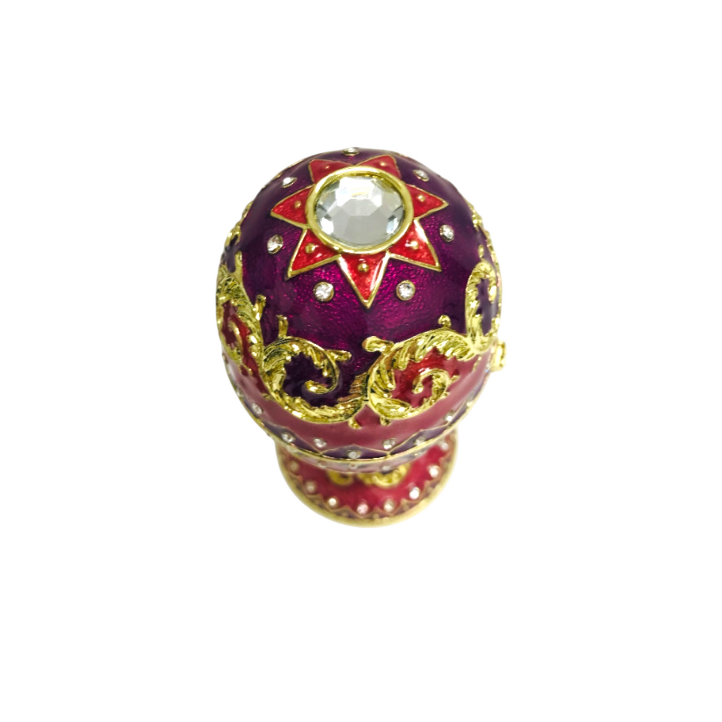 Cristiani Collezione Pink Purple Gold Musical Egg Trinket Box 14K Gold Plated