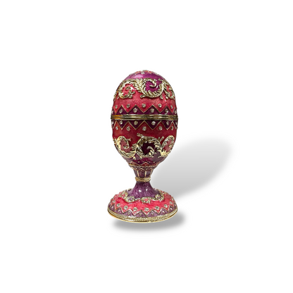 Cristiani Collezione Pink Purple Gold Musical Egg Trinket Box 14K Gold Plated