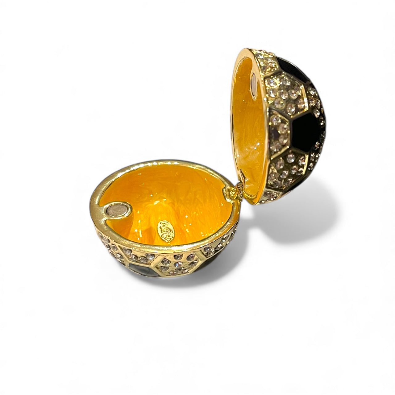 New Limited Edition 14K Gold Plated Soccer Treasure Box/Smart Device Cable Holder Jeweled with Austrian Crystals