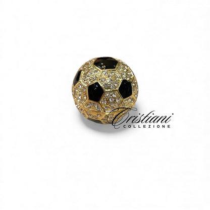 New Limited Edition 14K Gold Plated Soccer Treasure Box/Smart Device Cable Holder Jeweled with Austrian Crystals