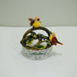 Cristiani Collezione Jewelry Clear Crystal Glass Base with Two Birds on Lid.