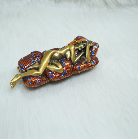 Cristiani Collezione Laying naked Woman Trinket Box 14K Gold Plated