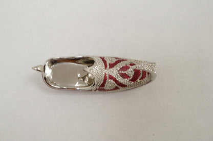 India Jutti Curled Toe Loafer Paperweight Miniature  Figurine Pewter Crystal Jeweledr