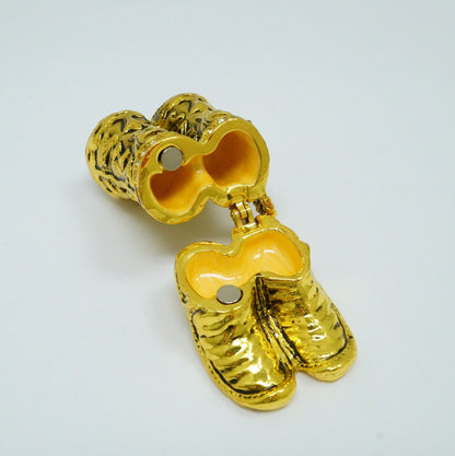 Cristiani Collezione Gold Toned Western Cowboy Boots Jeweled Pewter Trinket 14K Gold Plated