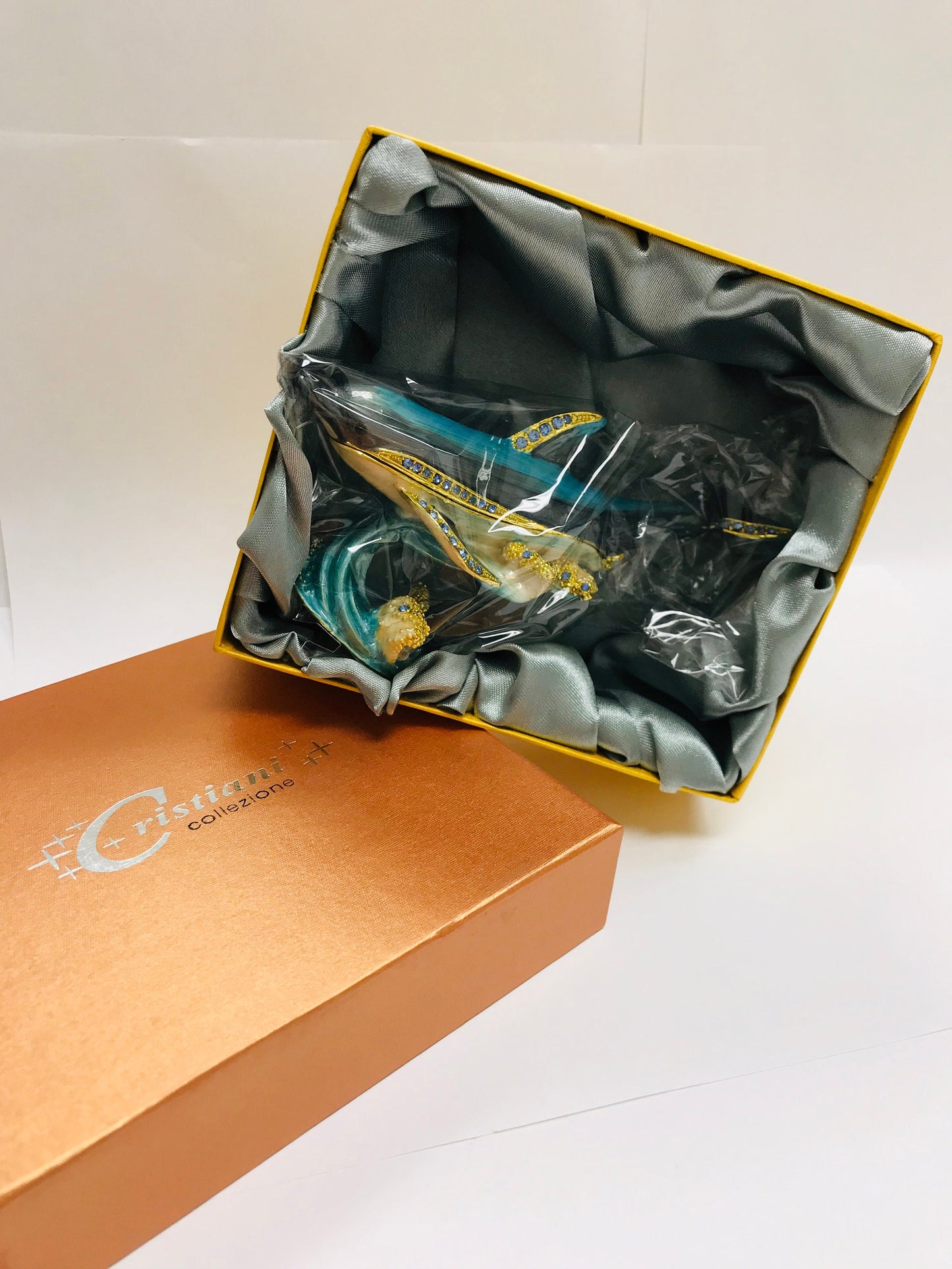 Cristiani Collezione Dolphins Trinket Box 14K Gold Plated