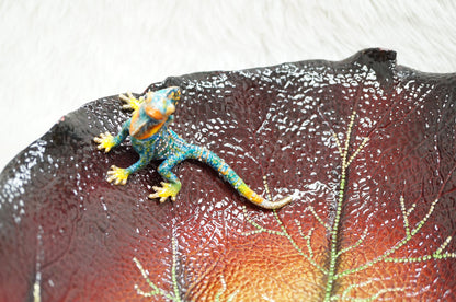 Playful Chameleon in Autumn Decorative Bowl