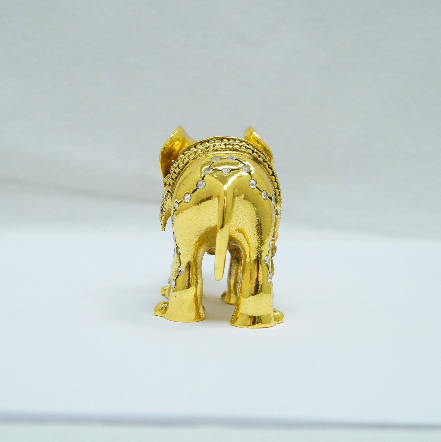 Cristiani Collezione Gold Toned Jeweled Indian Pewter Elephant Trinket 14K Gold Plated