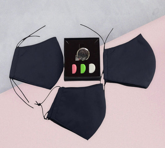 3 Pcs- Waterproof Reusable 3 Layers Cloth Face Mask and Butterfly Clip on Diffuser.