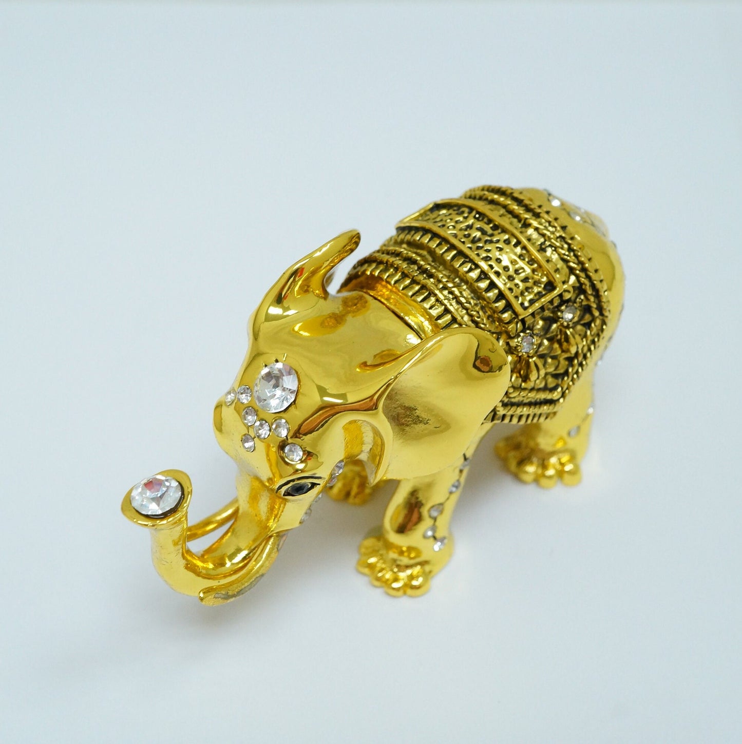 Cristiani Collezione Gold Toned Jeweled Indian Pewter Elephant Trinket 14K Gold Plated