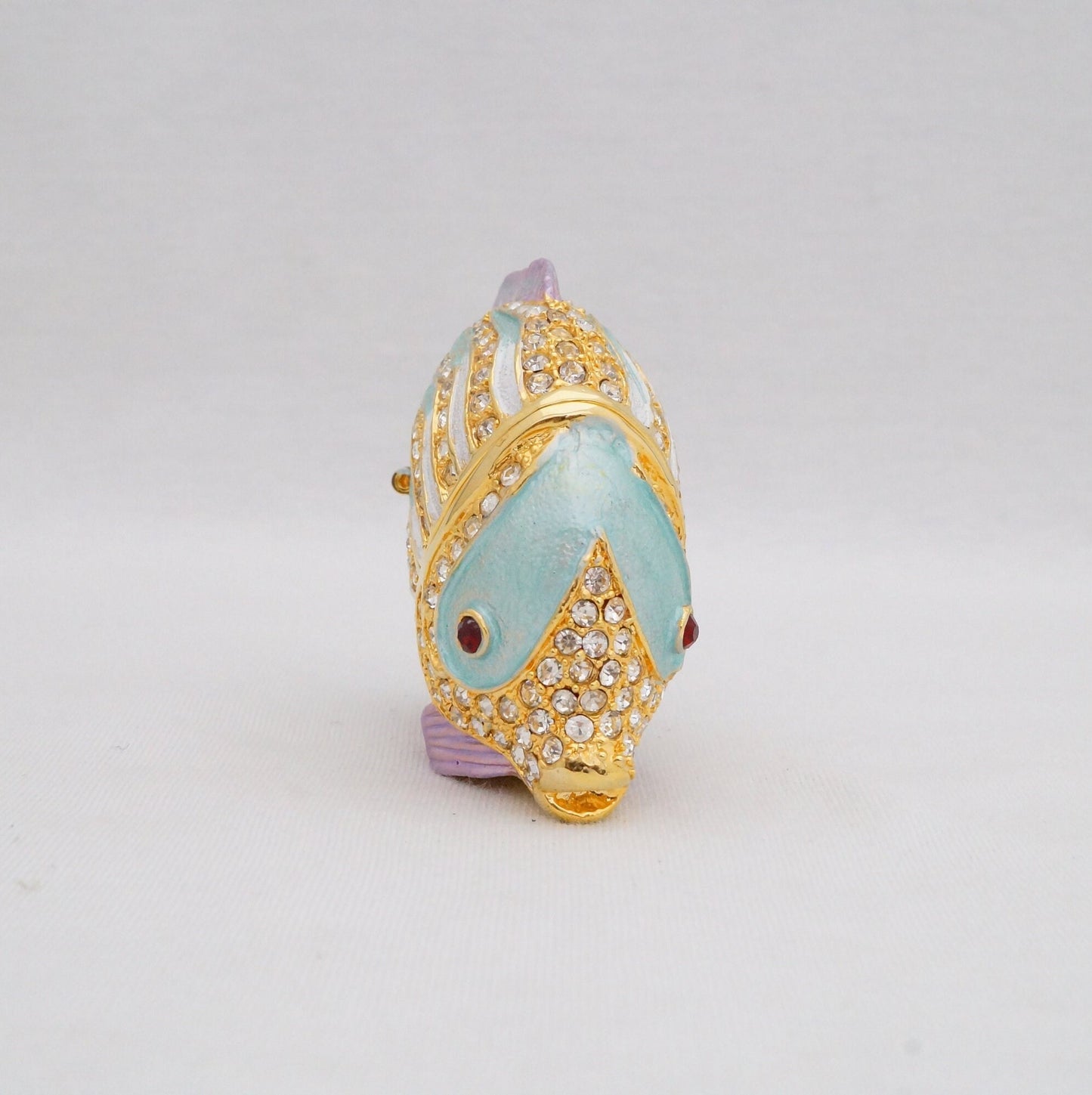 Cristiani Collezione Tropical Butterfly Fish Trinket Box Pewter Jeweled Enameled 14K Gold Plated