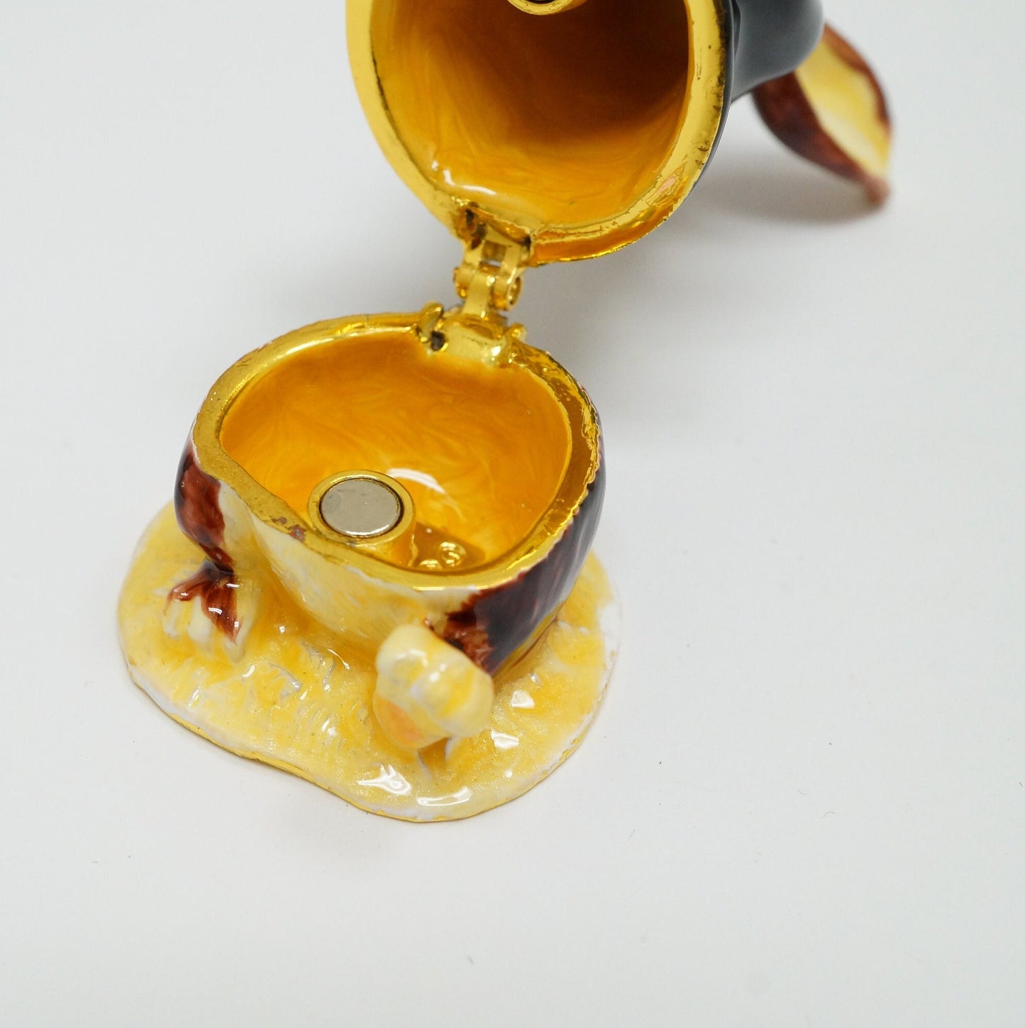 Vintage Rabbit playing the Saxophone Jeweled Pewter Trinket 14K Gold Plated