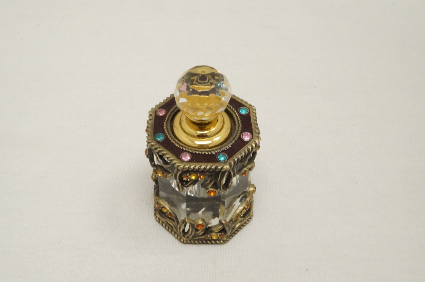 Vintage Cristiani Collezione Essential Oil Perfume Crystal Pewter Glass Bottles 14K Gold Plated