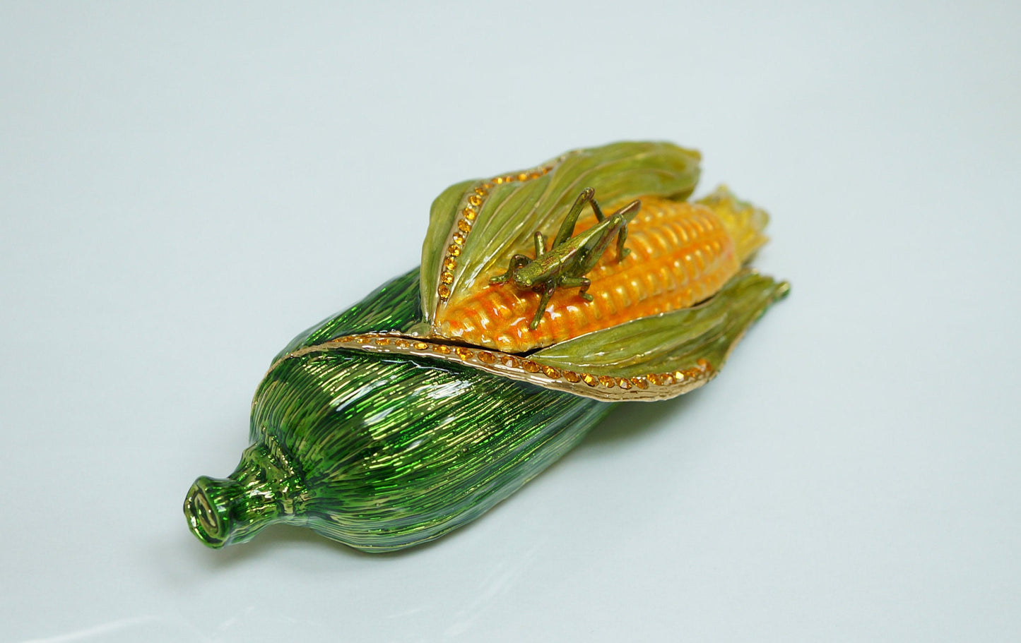 Cristiani Collezione Large Corn Trinket Box 14K Gold Plated