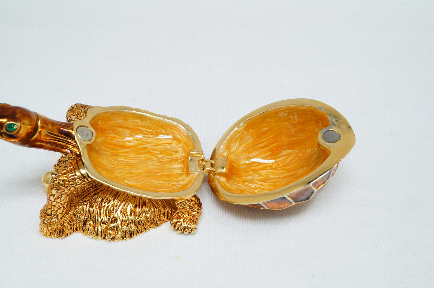 Cristiani Collezione Gold Copper Turtle Trinket Pewter Enameled Jeweled 14K Gold Plated