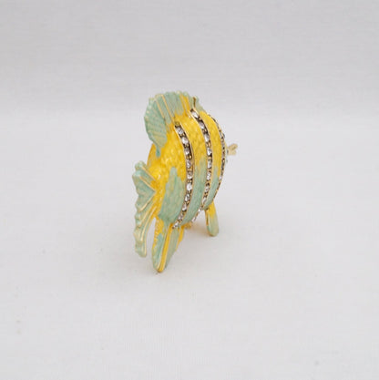 Cristiani Collezione Tropical Butterfly Fish Trinket Pewter Jeweled Enameled 14K Gold Plated