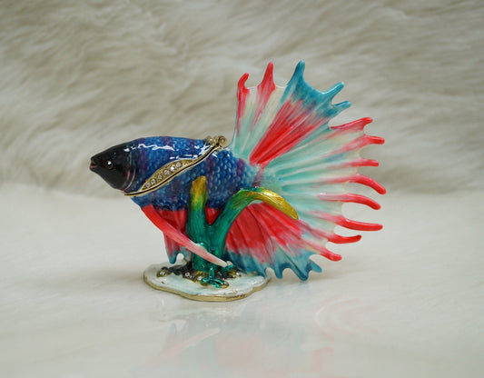 Cristiani Collezione Large Beta Fish Trinket Box 14K Gold Plated