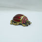 Vintage Bronze Red Beetle Bugs with Pink Green Jeweled Pewter Trinket