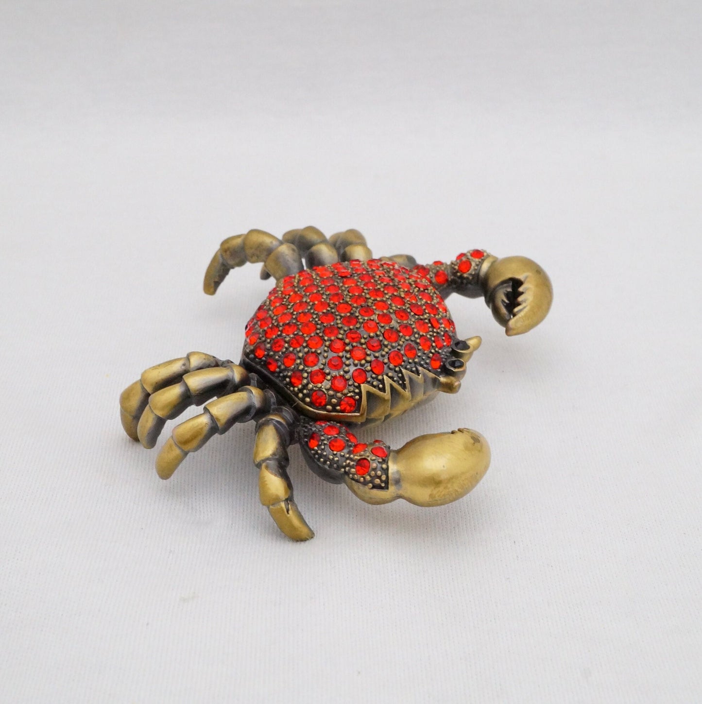 Cristiani Collezione Vintage Crystal Crab Trinket Box Pewter Jeweled Enameled