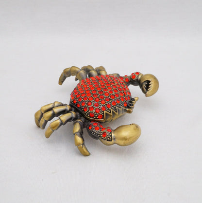 Cristiani Collezione Vintage Crystal Crab Trinket Box Pewter Jeweled Enameled