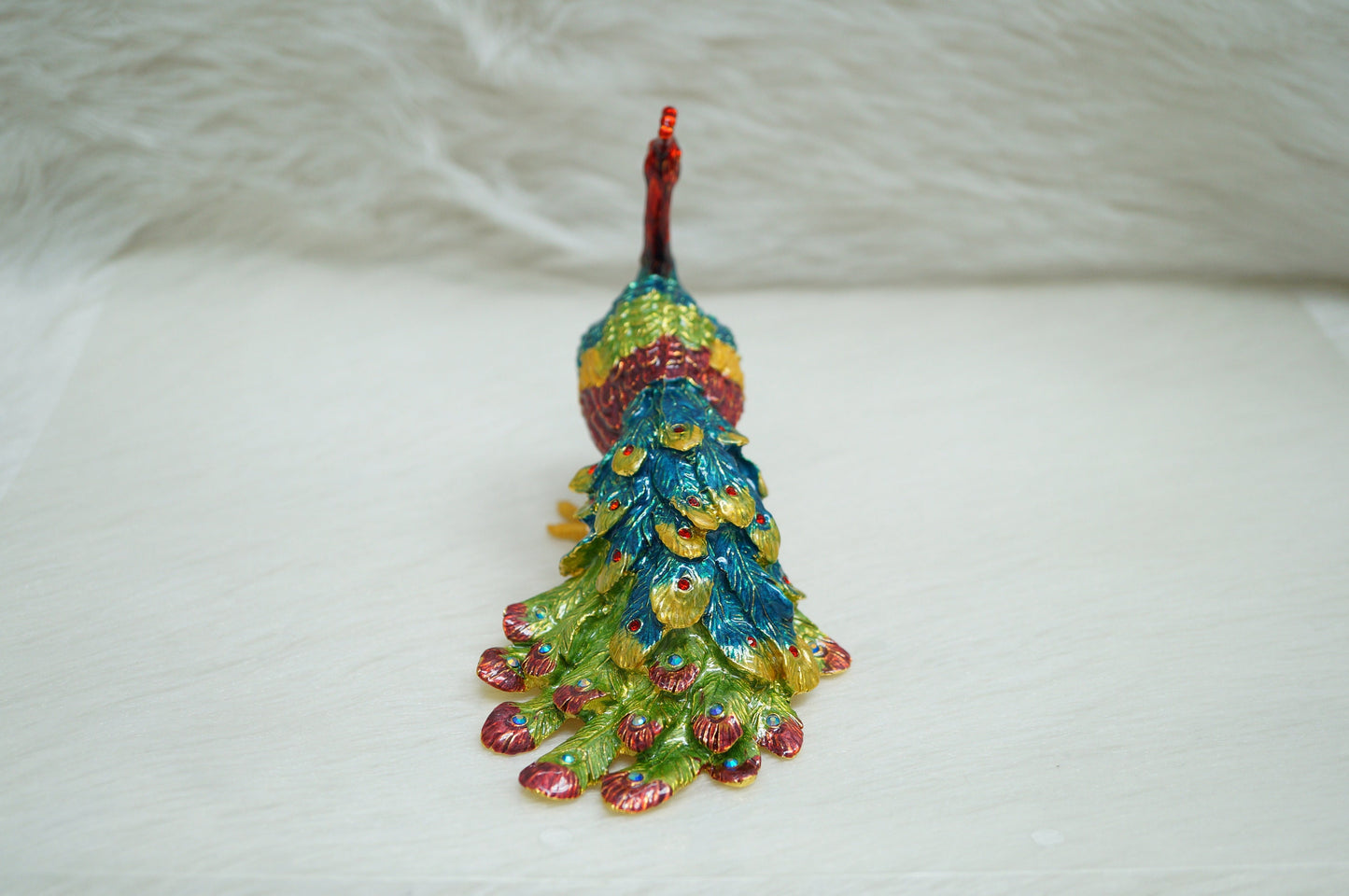 Cristiani Collezione Large Peacock Trinket Box 14K Gold Plated