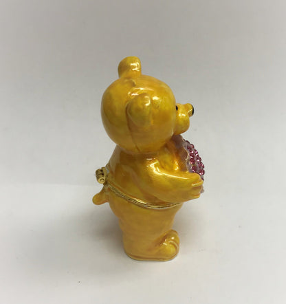 Cristiani Collezione Bear with heart Trinket Box 14K Gold Plated