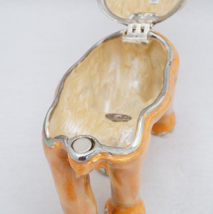 Cristaini Collezione Large Cream Yellow Elephant Trinket Box Pewter Jeweled Enameled