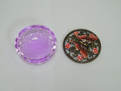 Cristiani Collezione Jewelry Purple Crystal Base with Flower Lid 14K Gold Plated