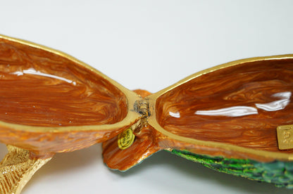 Large Mallard Trinket Box 14K Gold Plated