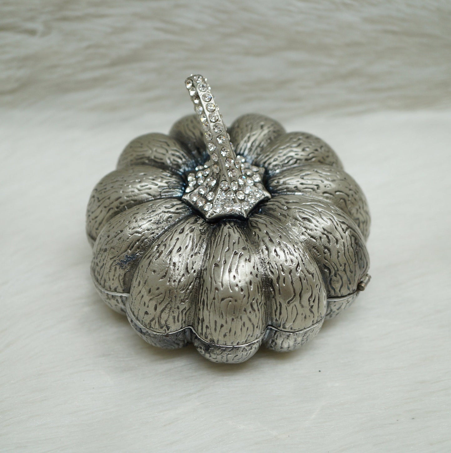Christiani Collezione Large Silver Pumpkin Trinket Box.