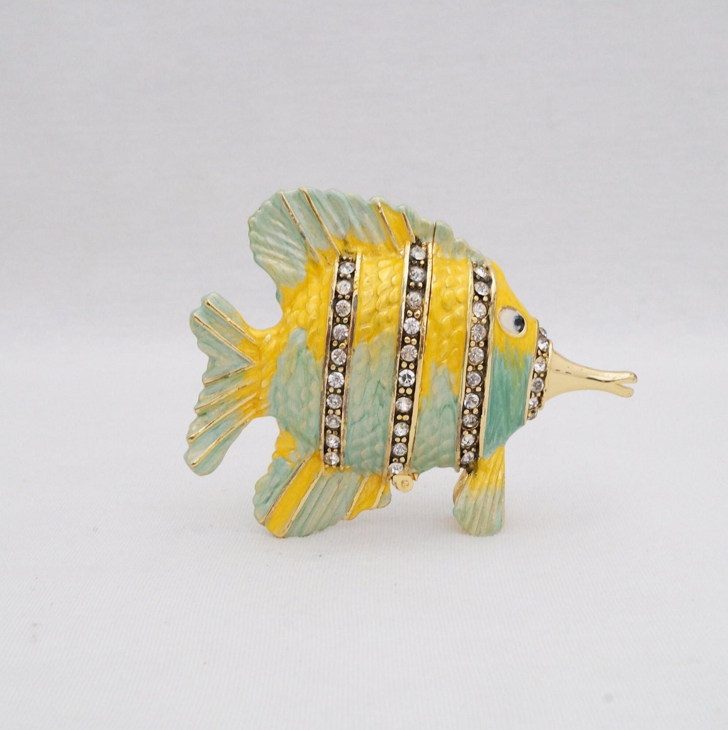 Cristiani Collezione Tropical Butterfly Fish Trinket Pewter Jeweled Enameled 14K Gold Plated