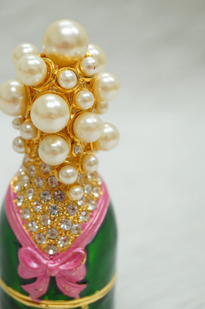 Crisitiani Collezione Large Champagne Bottle Trinket Box 14K Gold Plated