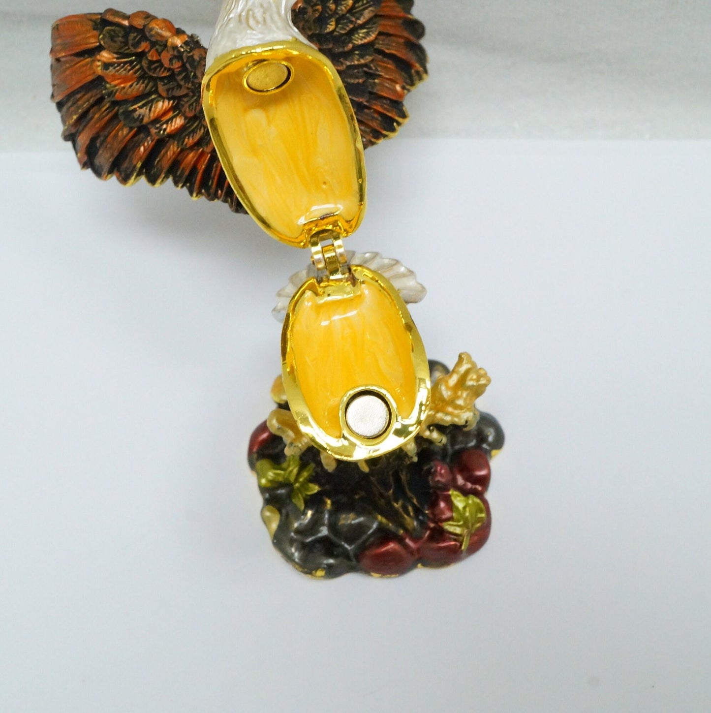 Cristiani Collezione Soaring Eagle Jeweled Pewter Trinket 14K Gold Plated