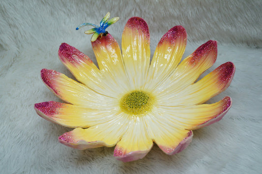 Blooming Lotus Decorative Tray 14K Gold Plated
