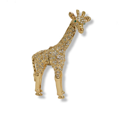 Crystal Pave Giraffe Trinket Box 14K Gold Plated
