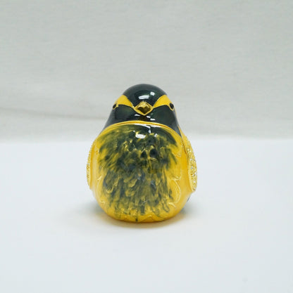 Cristiani Collezione Green Yellow Black Jeweled Chickadee Pewter Trinket 14K Gold Plated