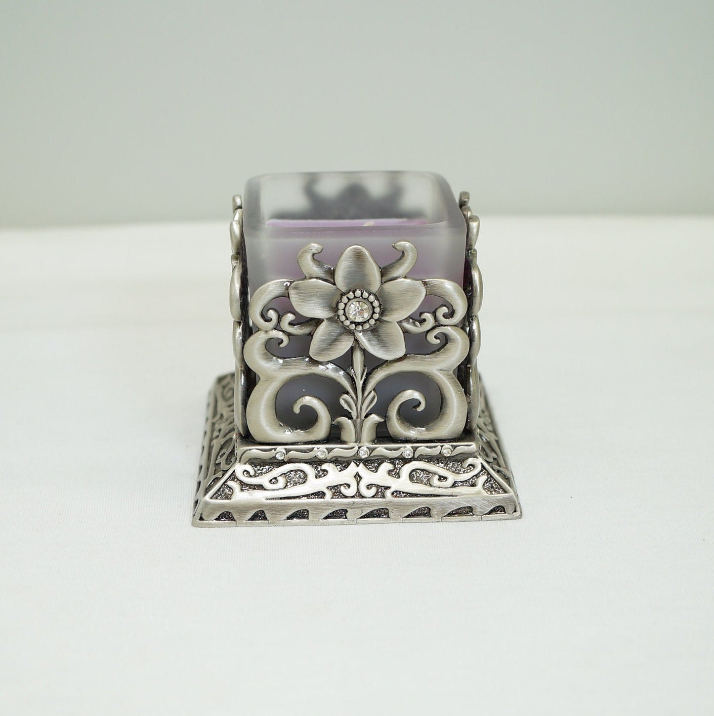 Cristiani Collezione Silver Flower Pattern Candle Holder