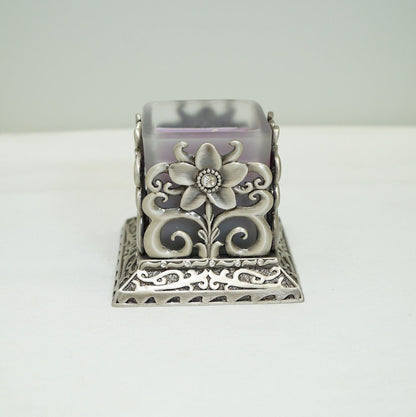 Cristiani Collezione Silver Flower Pattern Candle Holder