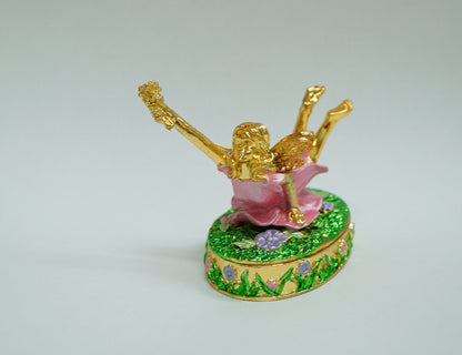 Cristiani Collezione Flying Fairy Trinket Box 14K Gold Plated