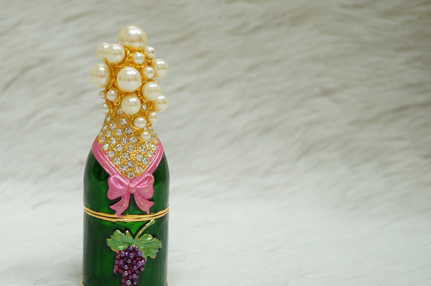 Crisitiani Collezione Large Champagne Bottle Trinket Box 14K Gold Plated