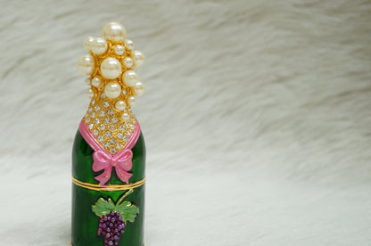 Crisitiani Collezione Large Champagne Bottle Trinket Box 14K Gold Plated