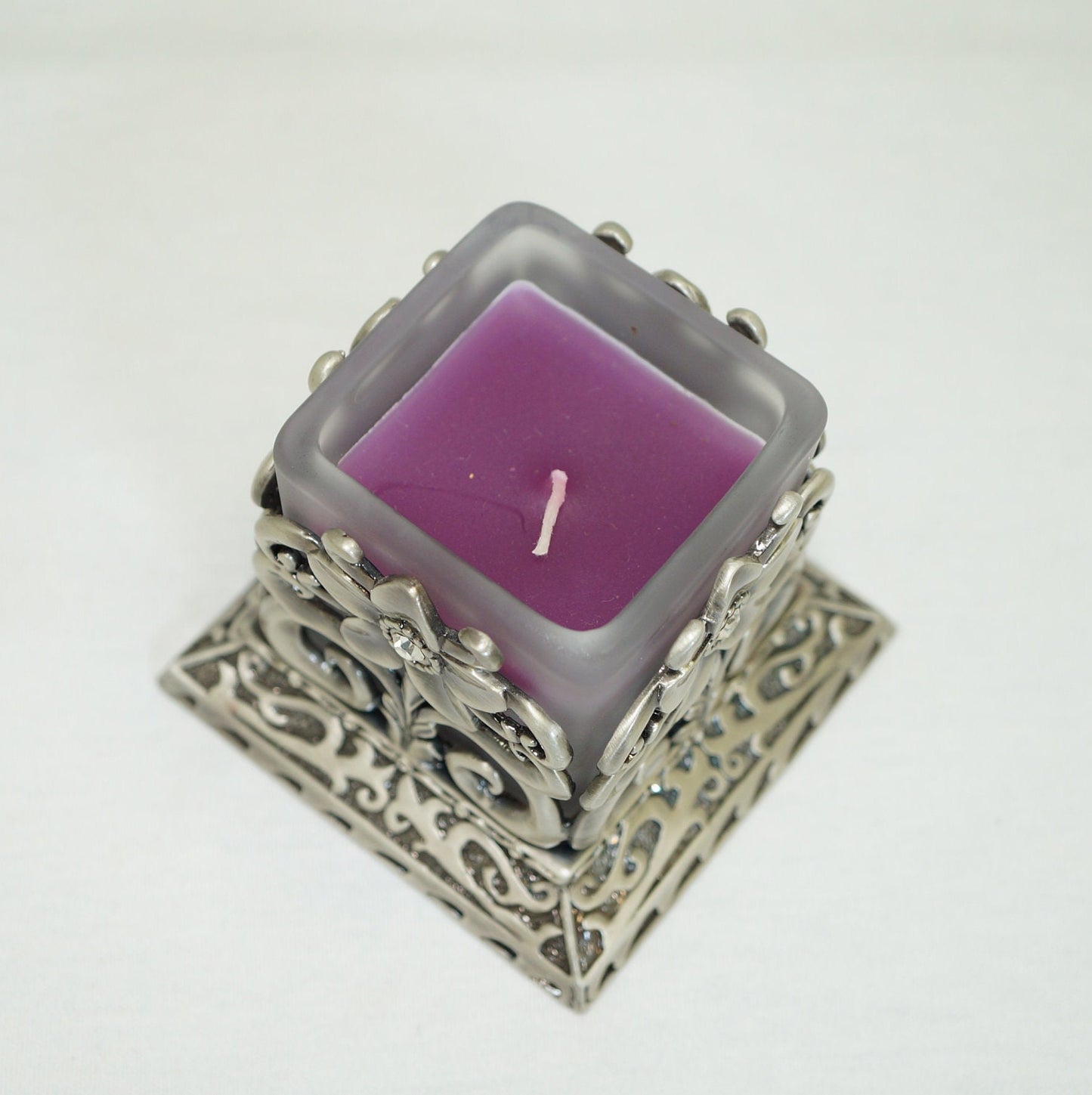 Cristiani Collezione Silver Flower Pattern Candle Holder