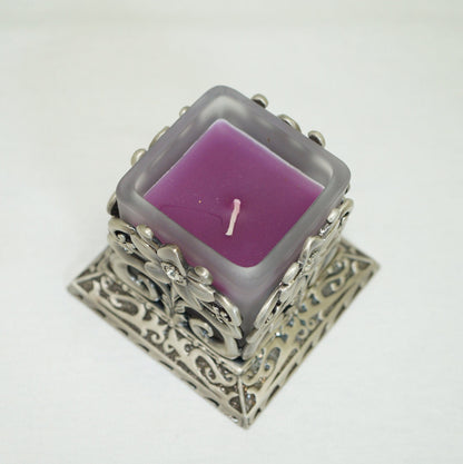 Cristiani Collezione Silver Flower Pattern Candle Holder