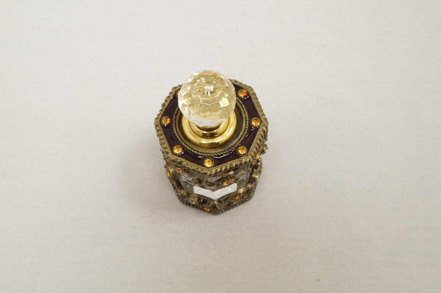 Vintage Cristiani Collezione Essential Oil Perfume Crystal Pewter Glass Bottles 14K Gold Plated