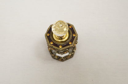 Vintage Cristiani Collezione Essential Oil Perfume Crystal Pewter Glass Bottles 14K Gold Plated