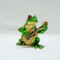 Vintage Frog Playing the Guitar Jeweled Pewter Trinket 14K Gold Plated