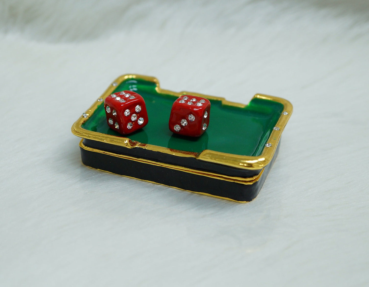 Cristiani Collezione Poker Table Trinket Box 14K Gold Plated