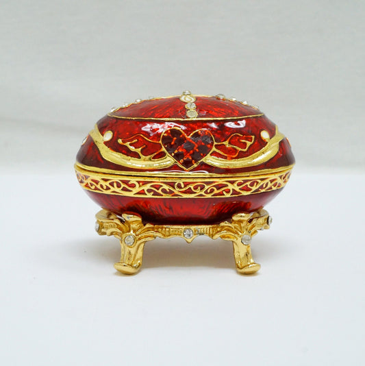 Cristiani Collezione Reg Gold Faberge Egg Heart Jeweled Pewter Trinket 14K Gold Plated