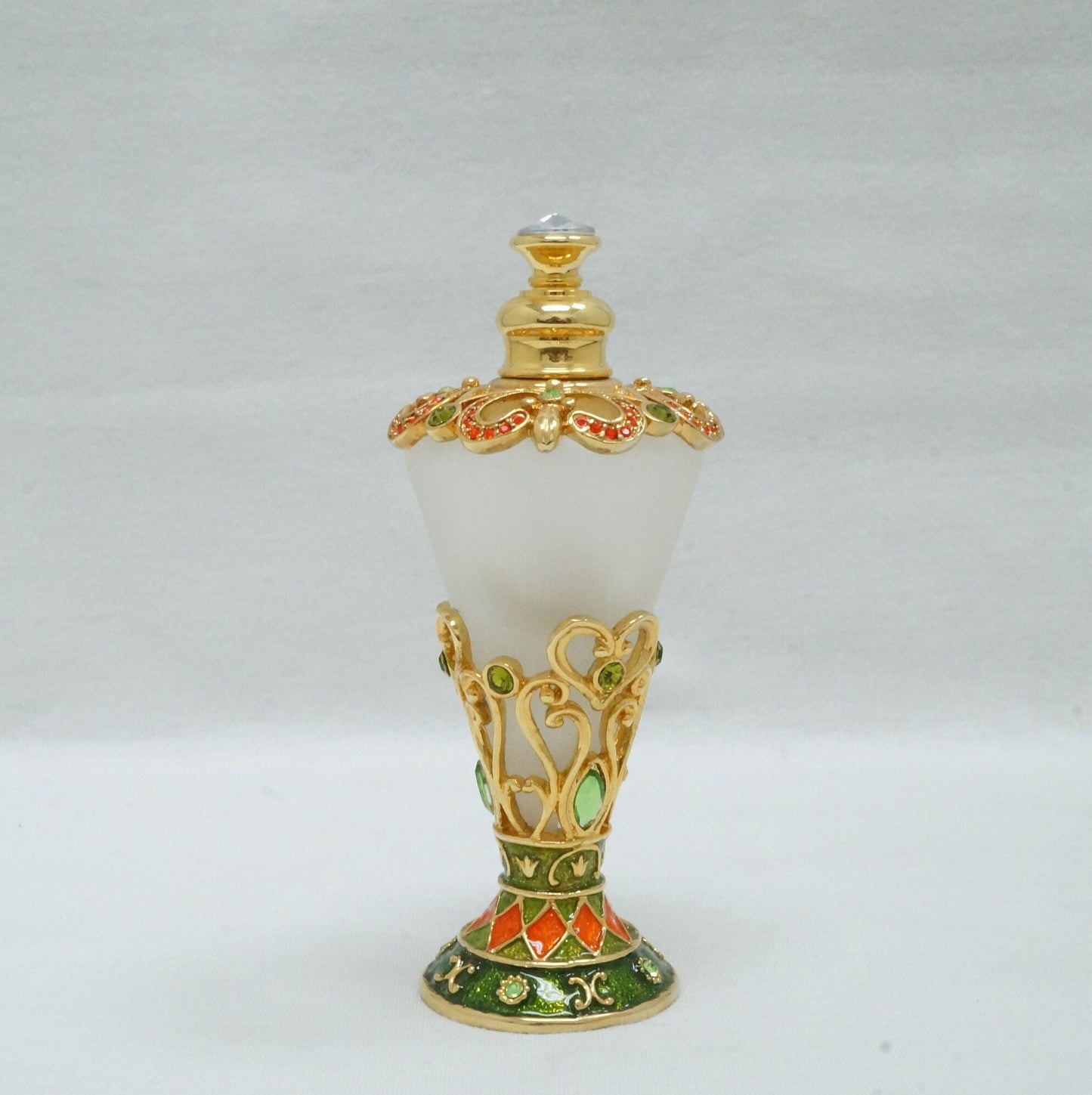 Vintage Cristiani Collezione Essential Oil Perfume Crystal Pewter Glass Bottles